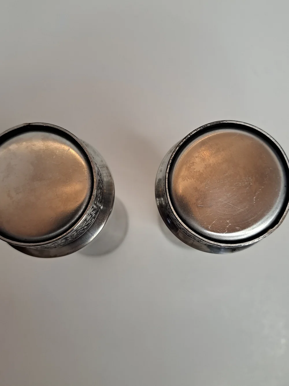 Wiltshire Stainless Steel Salt & Pepper Shakers Celtic Style Base Circa 1970's